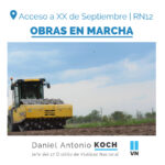 DANIEL KOCH: avanzan los trabajos de la Obra de «Reconstrucción del acceso a XX de Septiembre